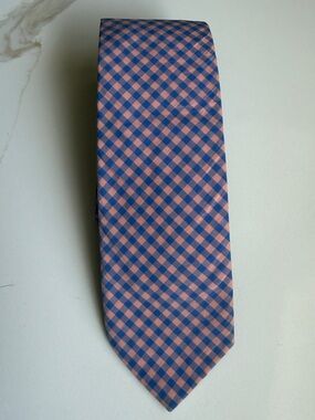 J. Crew Pink and Blue Checked Tie